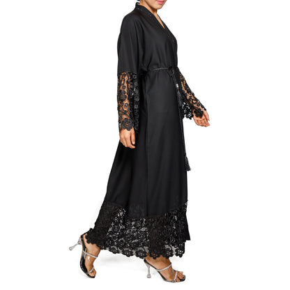 Luxury Lace Abaya (Black)