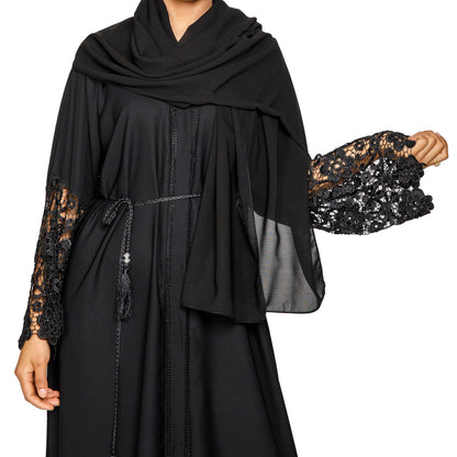 Luxury Lace Abaya (Black)