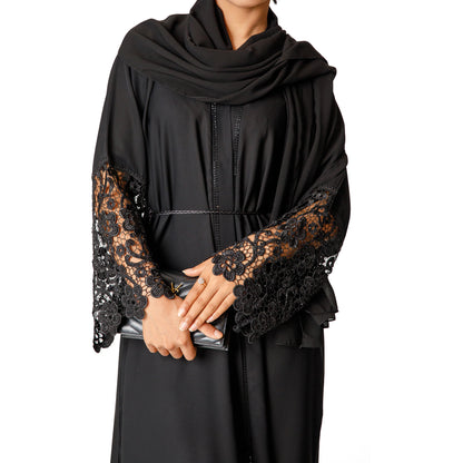 Luxury Lace Abaya (Black)