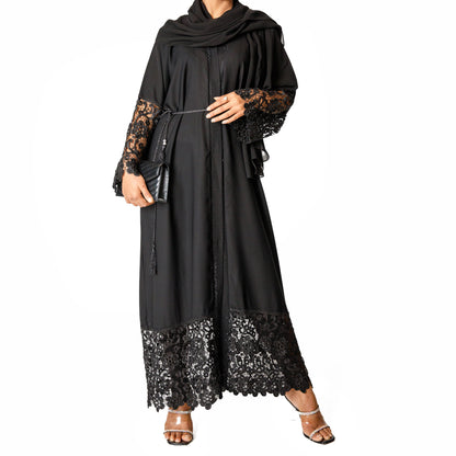 Luxury Lace Abaya (Black)