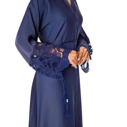 Luxury Lace Abaya (Navy)