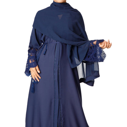 Luxury Lace Abaya (Navy)