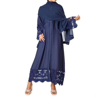 Luxury Lace Abaya (Navy)