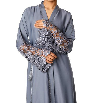 Luxury Lace Abaya (Grey)